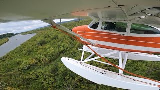 Cessna 172 Floatplane Small River Takeoff/Landing Alaska 