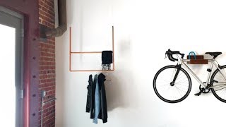 A modern, minimal, and easy design for hanging coats and other accessories. Perfect for a home, such as our loft, that is missing a 