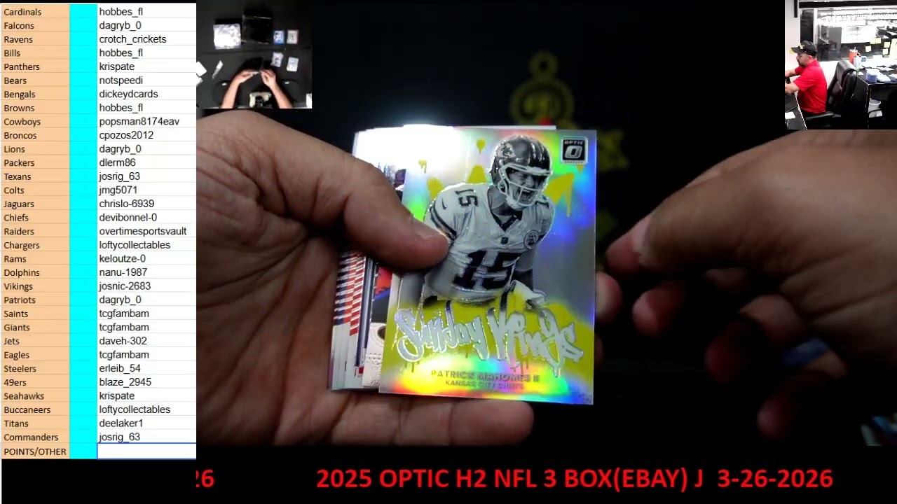 CAJUNBREAKER 2025 OPTIC H2 NFL 3 BOX(EBAY) J  3-26-2026