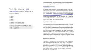 ACT Science Research Summaries Question- Orbital Eccentricities