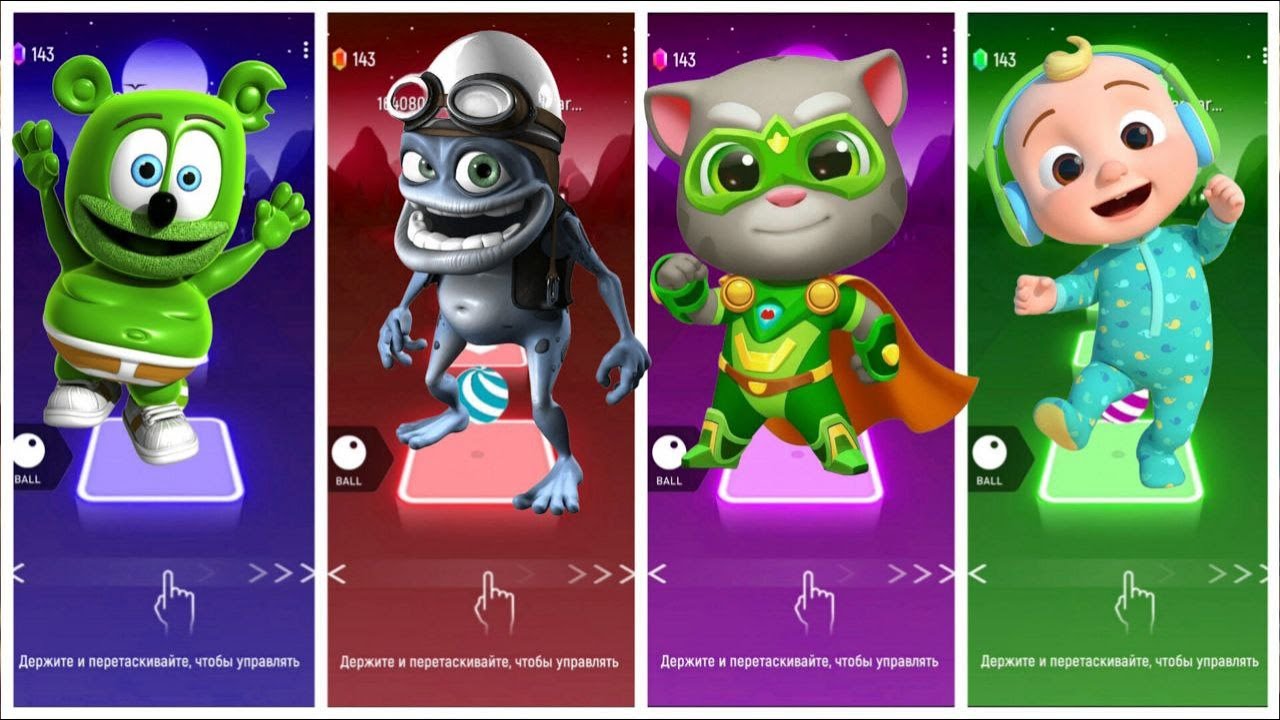 Gummy bear vs crazy frog vs talking tom vs cocomelon tiles hop edm Rush 🎶🎶