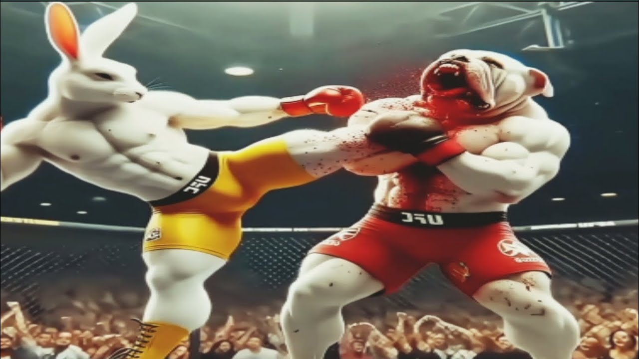 dog vs rabbit boxing ai trending story - YouTube