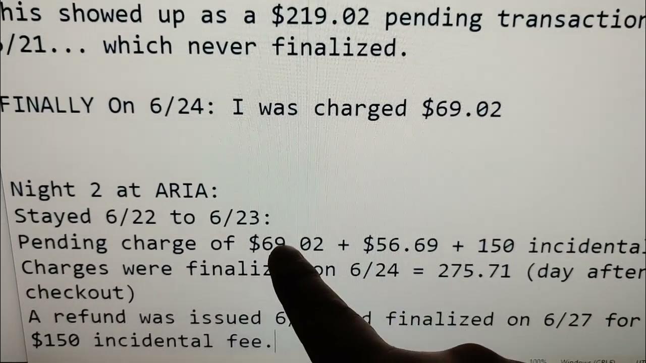 I recently stayed at ARIA, I was worried about 150 Incidental Deposit