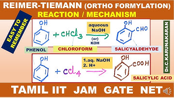 (TAMIL) REIMER-TIEMANN ORTHO FORMYLATION REACTION MECHANISM DICHLORO CARBENE REACTIVE INTERMEDIATE