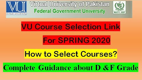 VU Course Selection Link Spring 2020 Open l VU Learning l Virtual University Course Selection 2020