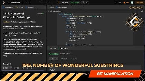 LEETCODE DAILY QUESTION 1915 | Number of Wonderful Substrings | Is Kabir Coding #leetcode #coding