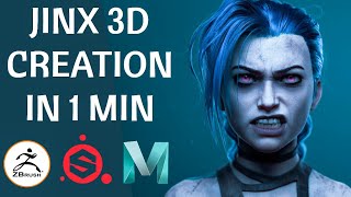 3D Jinx in 1 min - Zbrush/Substance Painter/Maya