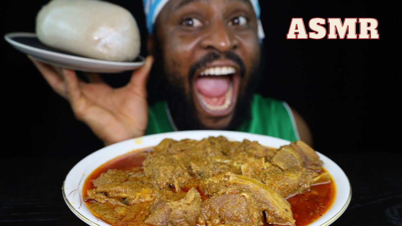 Mukbang Asmr GoatMeat Palmnut Soup.Delicious Nigeria Food mukbang!