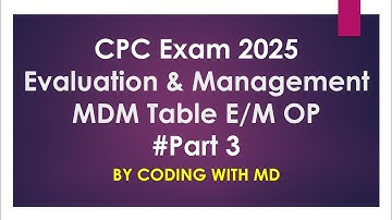 CPC Exam 2025 || Evaluation & Management || MDM table part 3 || Management || Medical Coding with MD