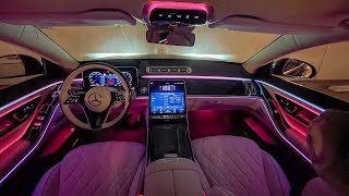 2023 Mercedes S-Class at Night with Ambient Lights / Interior & Exterior Walkaround in Detail S450