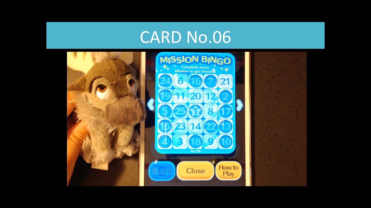 Disney Tsum Tsum Bingo Card 6 Gameplay Missions 4 15 5 19 24 16 And 22 Vertical Bingo