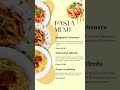 Delicious Digital Pasta Menus! Restaurant Template Showcase #digitalmenu #restaurantmenu #foodmenu