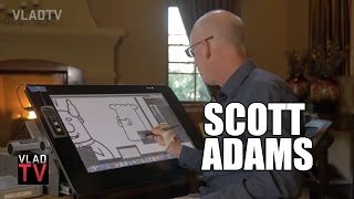 Celebrity Scott Adams on Huge Dilbert Success, Shows How Dilbert is Drawn Wealth