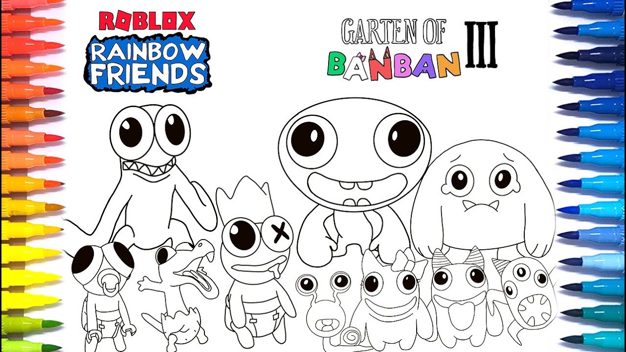 Garten Of Banban 3 VS Rainbow Friends Coloring Pages / How to Color  /Cartoon - On & On [NCS Release] 