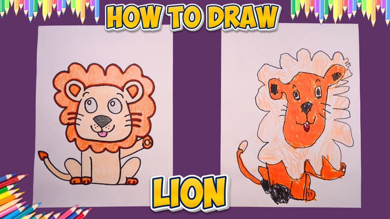 How to Draw a Cute Lion 🦁 ! Super Easy Step-by-Step Drawing for kids ...