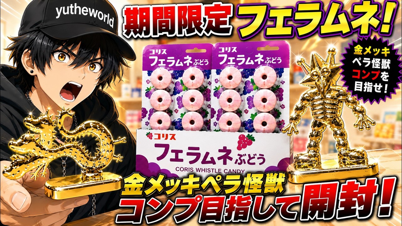 期間限定フエラムネ！超大当たり「金メッキペラ怪獣」コンプ目指して