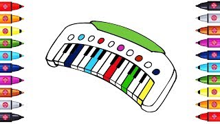 How to Draw Piano Coloring Pages for Kids | Learn Colors for Baby