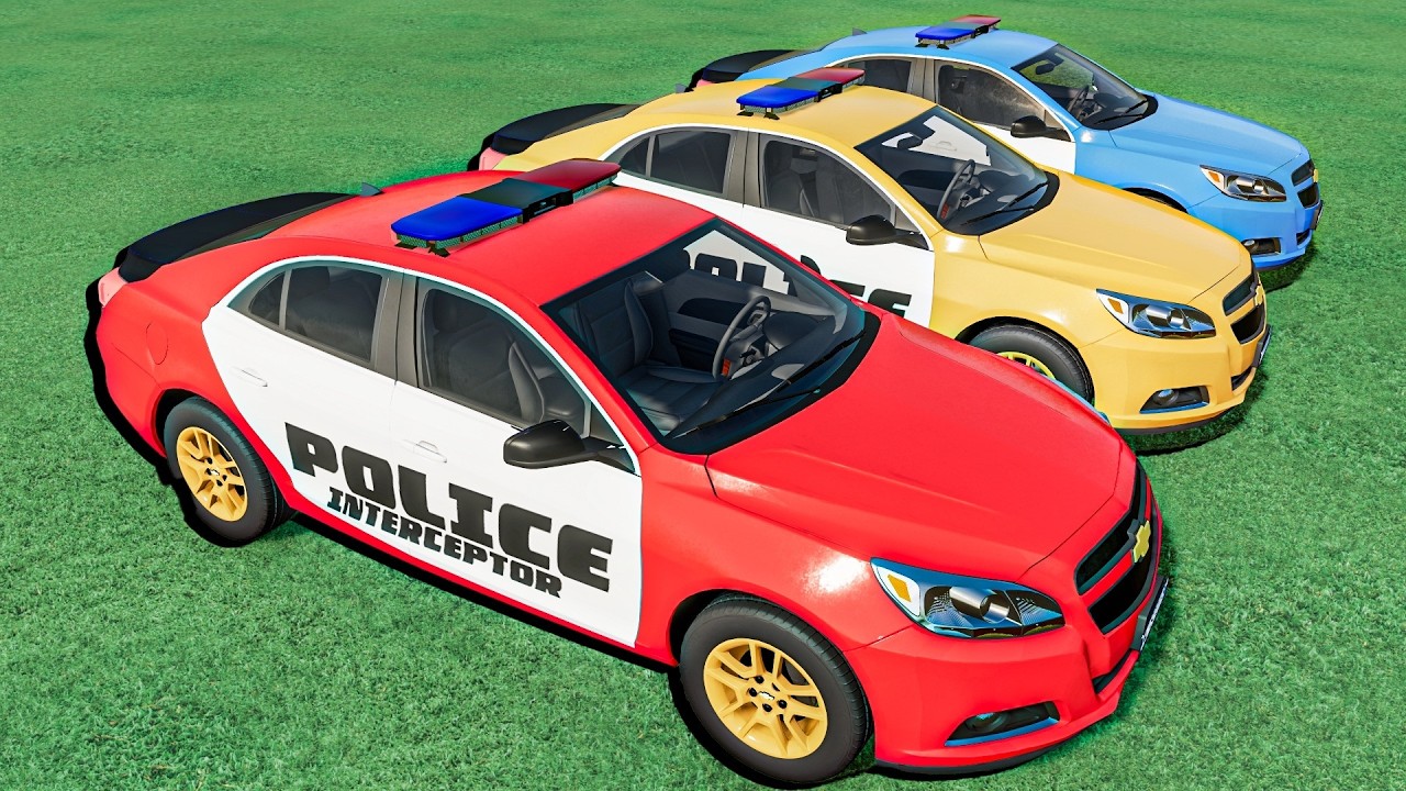 Police Car Mobil Takes On Flatbed Trucks!