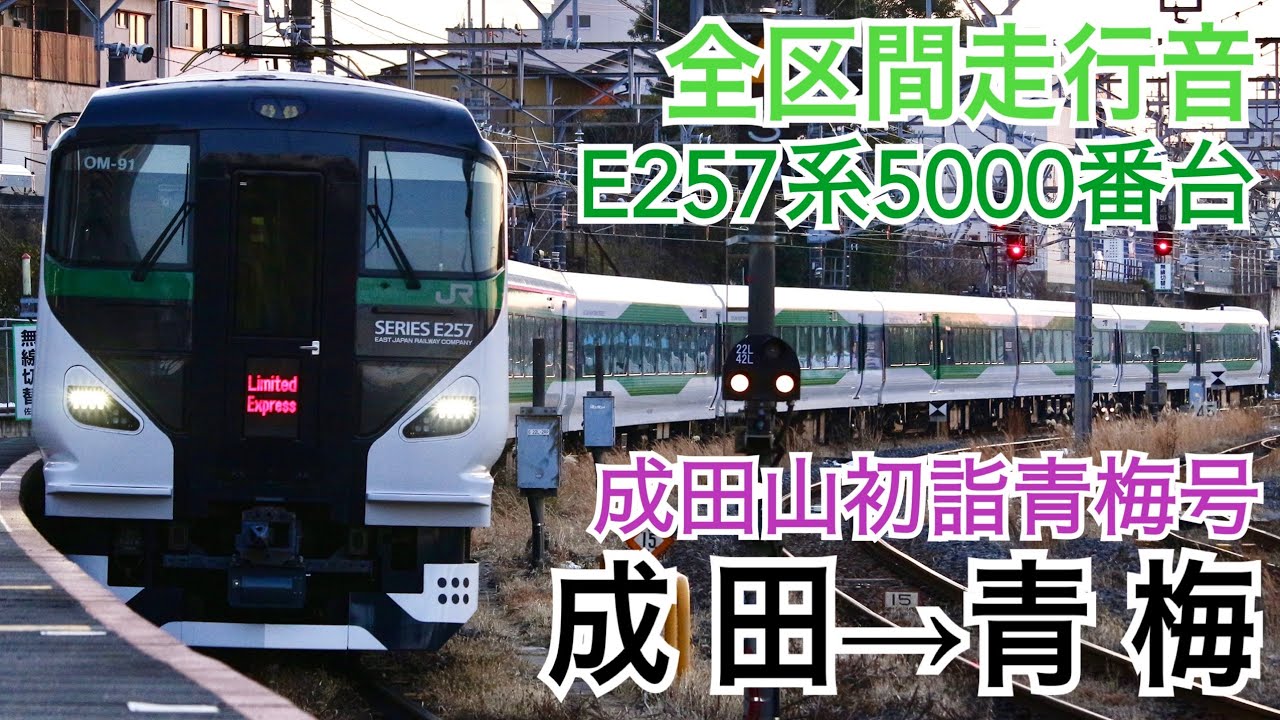 【全区間走行音】JR東日本E257系5000番台 [臨時快速]成田山初詣青梅号 成田→青梅