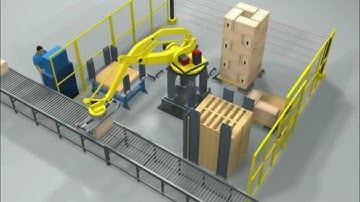 Digital Manufacturing_Automatic Robotic Palletizing System_3D CAD Industrial Animation