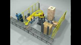 Digital Manufacturing_Automatic Robotic Palletizing System_3D CAD Industrial Animation