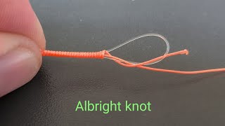 Albright Knot. How to tie fluorocarbon and braided line together.