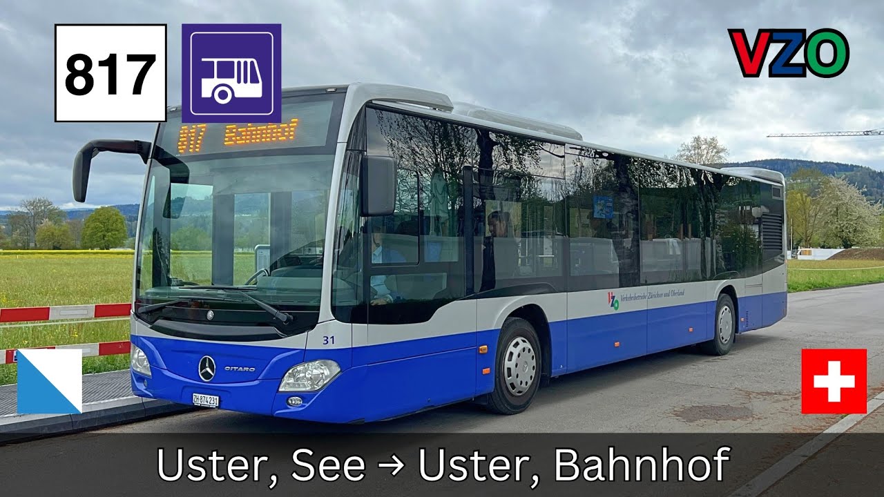 🇨🇭Zürich VZO Buslinie 817 Uster, See → Uster, Bahnhof [4K]