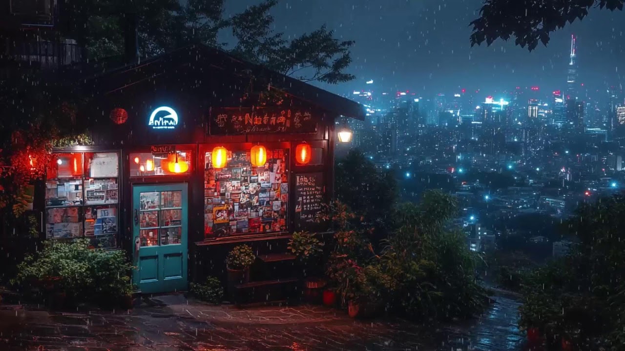 Cozy Rainy Night in a Hidden Japanese Alley | Warm Lantern Lo-fi for Study, Sleep & Relax | 4K