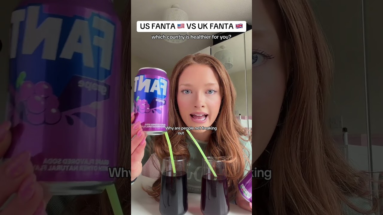 US FANTA 🇺🇸 VS UK FANTA 🇬🇧 which country is healthier for you?  #fyp #fanta #ukvsusa #fantagrape