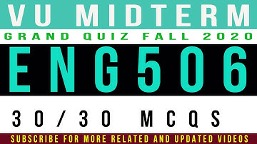 ENG506 Grand Quiz (Midterm Grand Quiz) Fall 2020 || World Englishes (ENG506) Grand Quiz