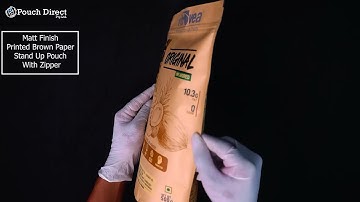 Matt Finish Printed Brown Paper Stand Up Pouch With Zipper