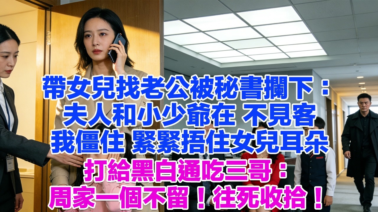 帶女兒去接老公下班，卻被他秘書攔下：夫人和小少爺在 不見客。我僵住 捂住女兒耳朵打給黑白通吃三哥：周家一個不留！往死收拾！#為人處世 #正能量 #故事分享 #生活經驗 #情感