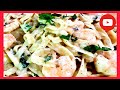 COMO HACER PASTA ALFREDO CON CAMARONES | PASTA FETTUCCINE ALFREDO CON CAMARONES