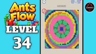 Ants Flow: Pixel Color Puzzle Level 34 Walkthrough Solution 