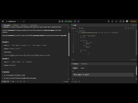 LeetCode 884 – Uncommon Words from Two Sentences | Python HashMap Explained | Day 13 – 64/1000 🔥