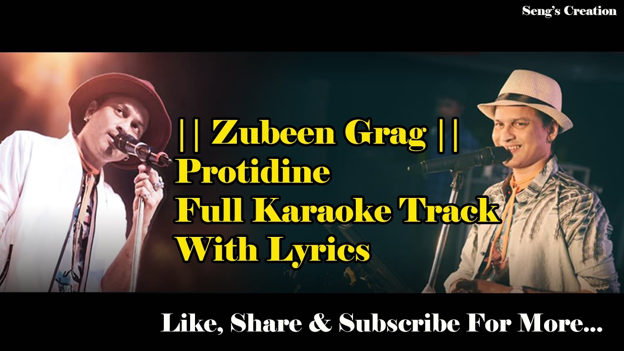 Protidine Zubeen Garg  Full Karaoke Track With Lyrics 