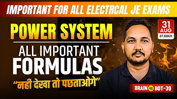 39-Power System All Important formula🔥Electrical Engg for All JE Exams🔥Raman sir