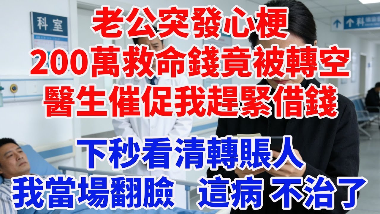 老公突發心梗，200萬救命錢竟被轉空！醫生催促我趕緊借錢，下秒看清轉賬人，我當場翻臉：這病，不治了！#完結故事#情感故事#爽文#婆媳關系#家庭生活#故事頻道#故
