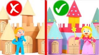FUNNY KIDS BUILD A COLORFUL CARDBOARD CASTLE ❤ Play Doh Cartoons For Kids