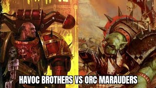 One Page Rules Grimdark Future battle report. Havoc Brothers vs Orc Marauders.