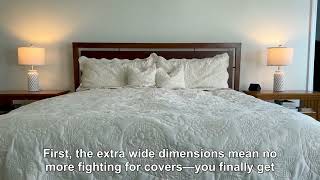 HZ & HY Oversized King Bedspread 128x120 Extra Wide, Stitched Paisley Quilt Set King/Cal King,
