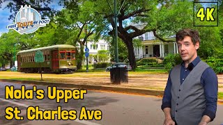 Upper St. Charles Avenue, New Orleans Walking Tour (4K + Surround Sound)