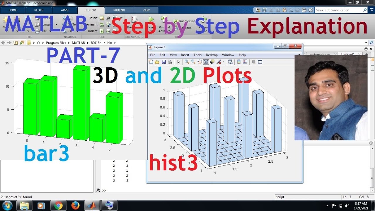 3D And 2D Plots, Bar3, Pie3 Hist3 Matlab Basics Part - 7 By Rohit Arora #3D2D#Matlab  Concepts