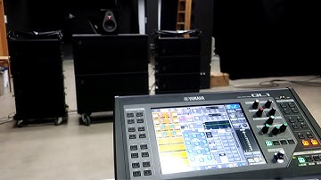PA SYSTEM WITH FOUR MATRICES - YAMAHA QL1 MIXER, MAIN LINE ARRAYS, SUBWOOFERS AND FRONT FILLS