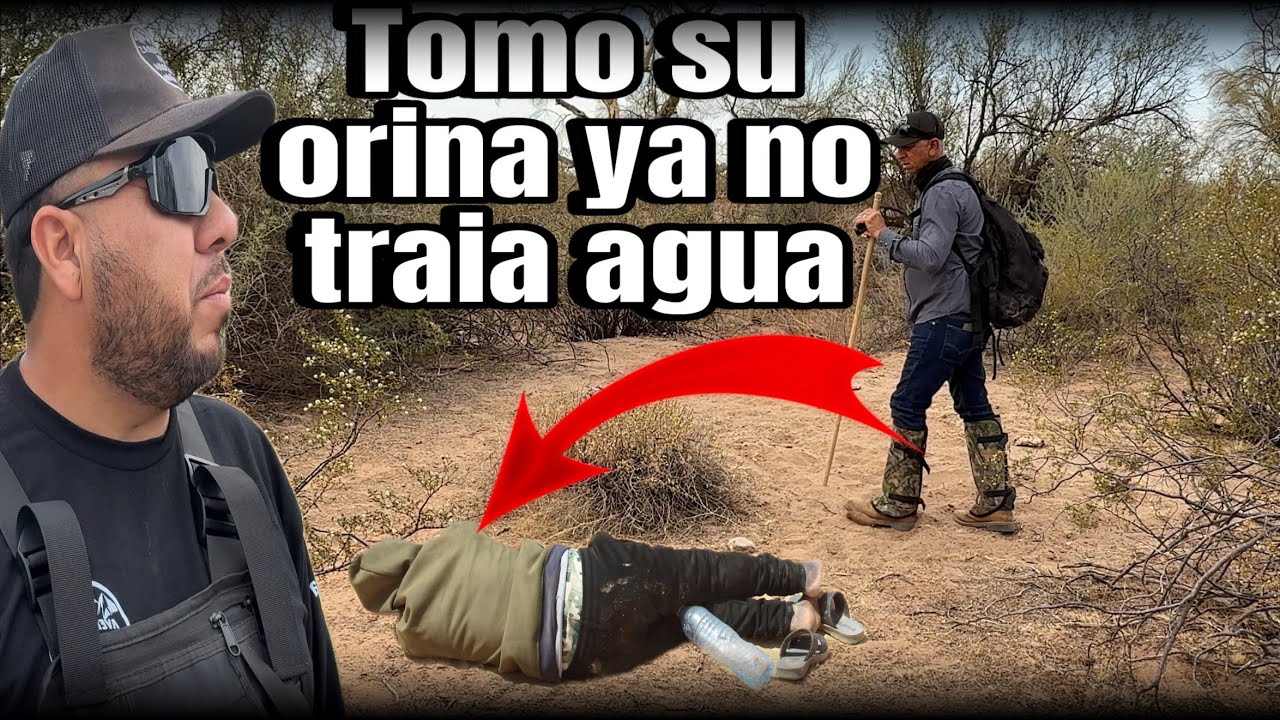 persona en el desierto en mal Estado bebiendo su orina