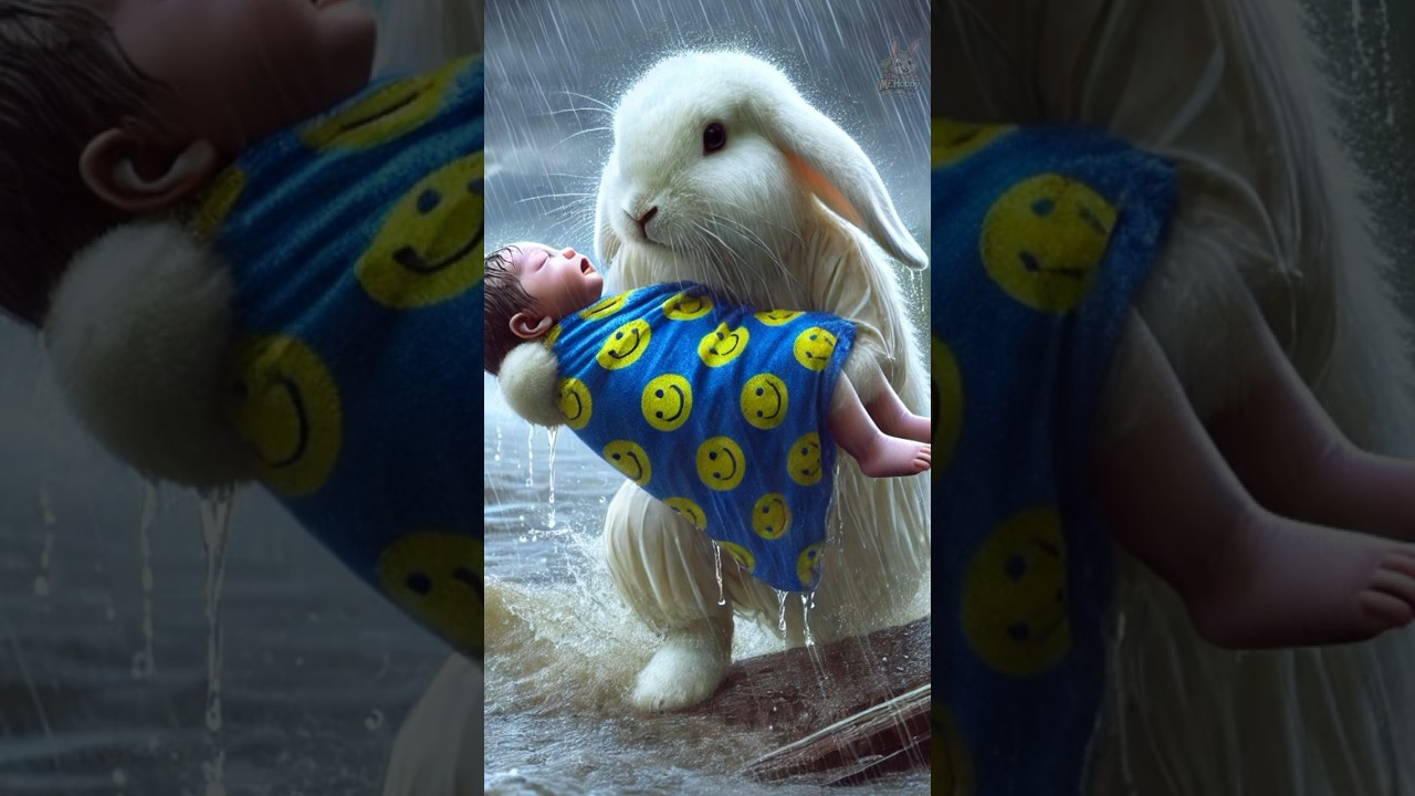Fluffy Hero! Bunny Sinks Baby 👶🐇 