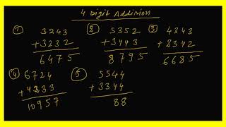 Addition of 4 digit numbers without carry l 4 digit addition | 4 digit addition for class 3 | जोड़