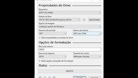 PENDRIVE BOOTAVEL COM RUFUS PARA PARTIÇÃO UEFI