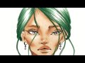 Fashion face &amp; hair/marker rendering-Fashion sketch tutorial by ZEYNEP DENIZ