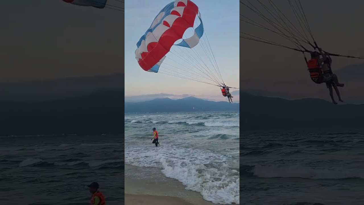 MOST Insane moment of a 10 year old - parasailling on My Khe beach